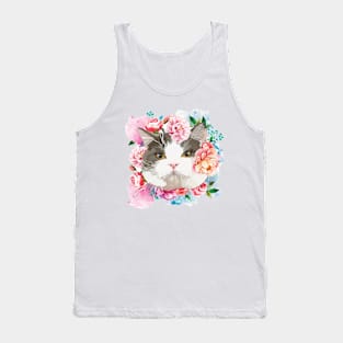 Cat with Flower Tank Top